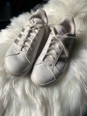 adidas White and Silver Athletic Sneakers